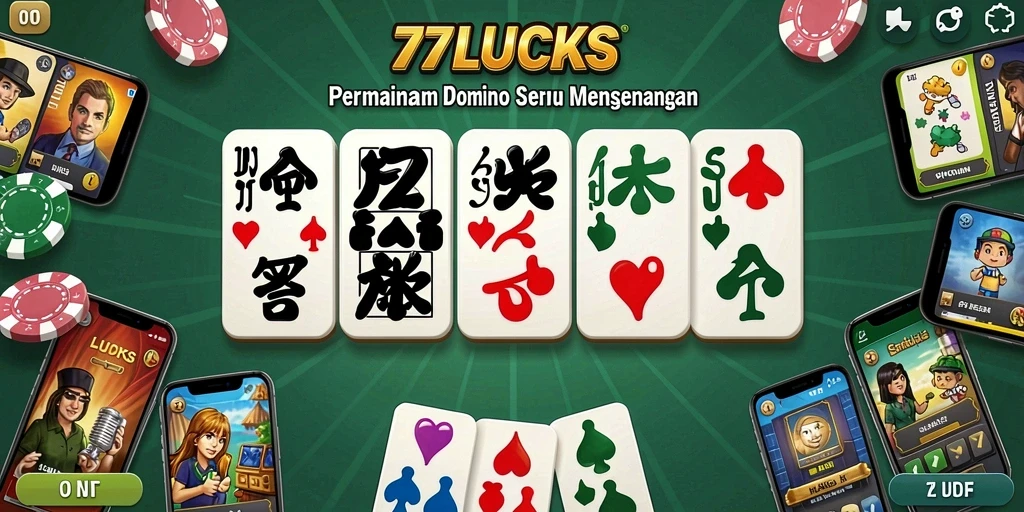 Screenshot utama 77LUCKS menampilkan gameplay seru permainan Domino.