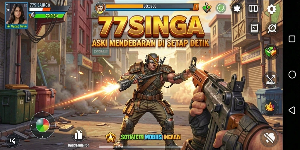 Tampilan aksi mendebarkan dalam 77SINGA saat bertempur.