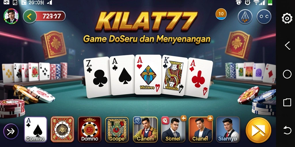 Tampilan gameplay menarik dari KILAT77 dengan fitur Domino.