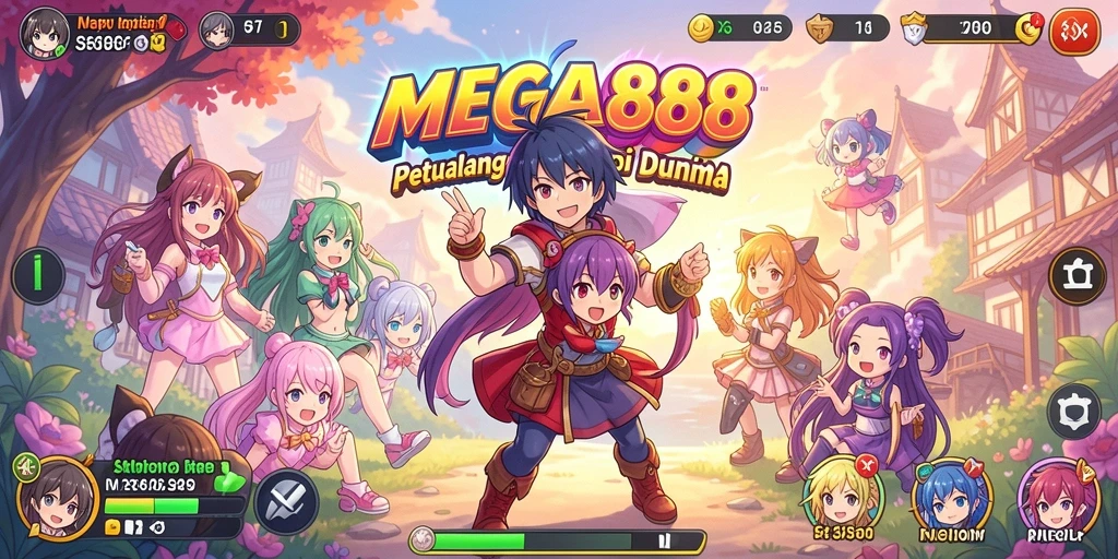 Tampilan gameplay MEGA888 yang seru dan penuh warna.