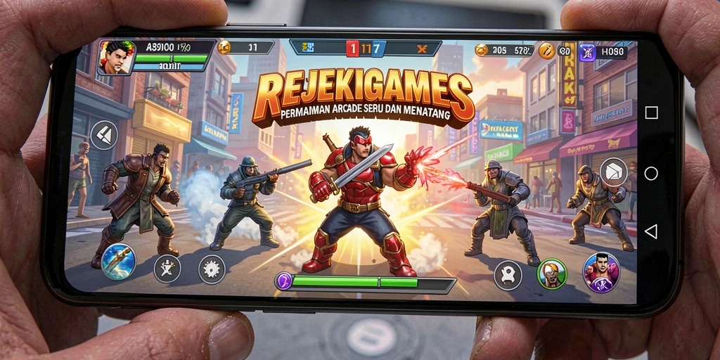 Screenshot menunjukkan aksi seru gameplay REJEKIGAMES.
