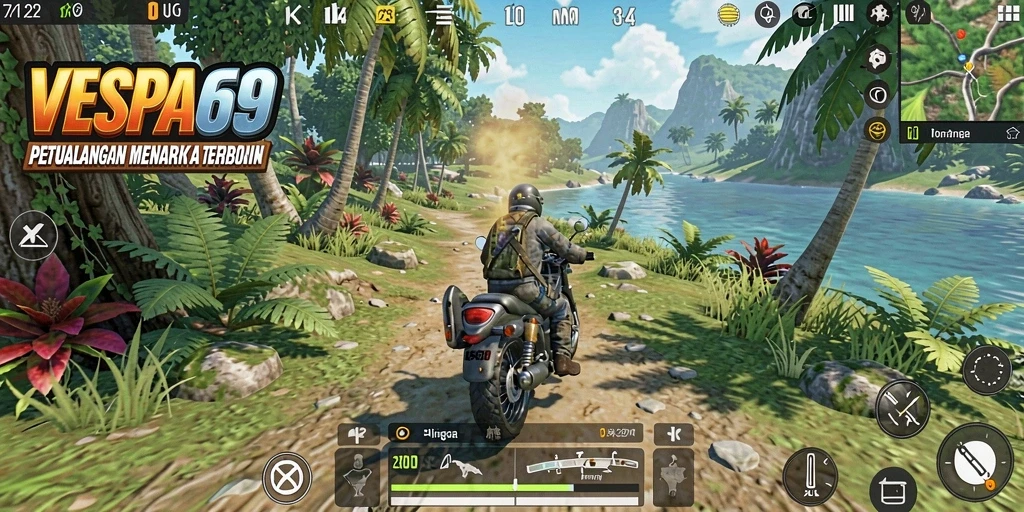 Tampilan gameplay yang mendebarkan di dunia terbuka VESPA69.