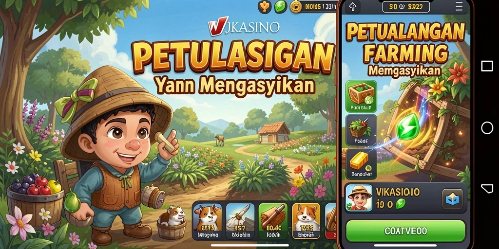 Tampilan gameplay WJKASINO yang menampilkan aktivitas bertani.
